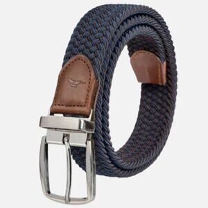Tommy Bahama Men's Braided Reversible Stretch Belt Navy &Brown Size S/M